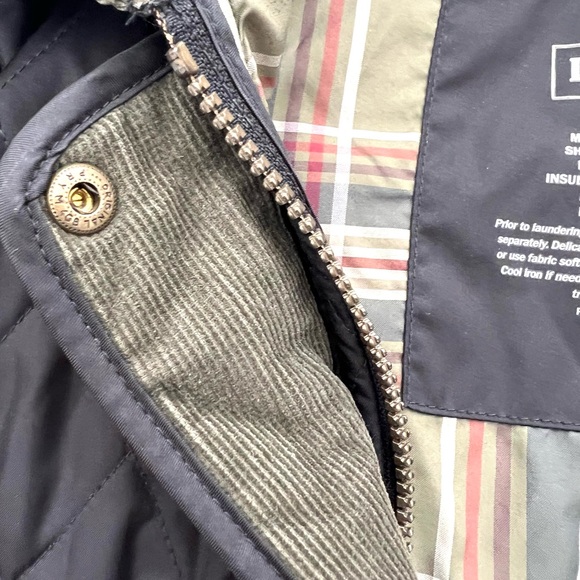 L.L. Bean Black Quilted Riding Jacket with Plaid Lining Fisherman Coastal - Picture 3 of 9